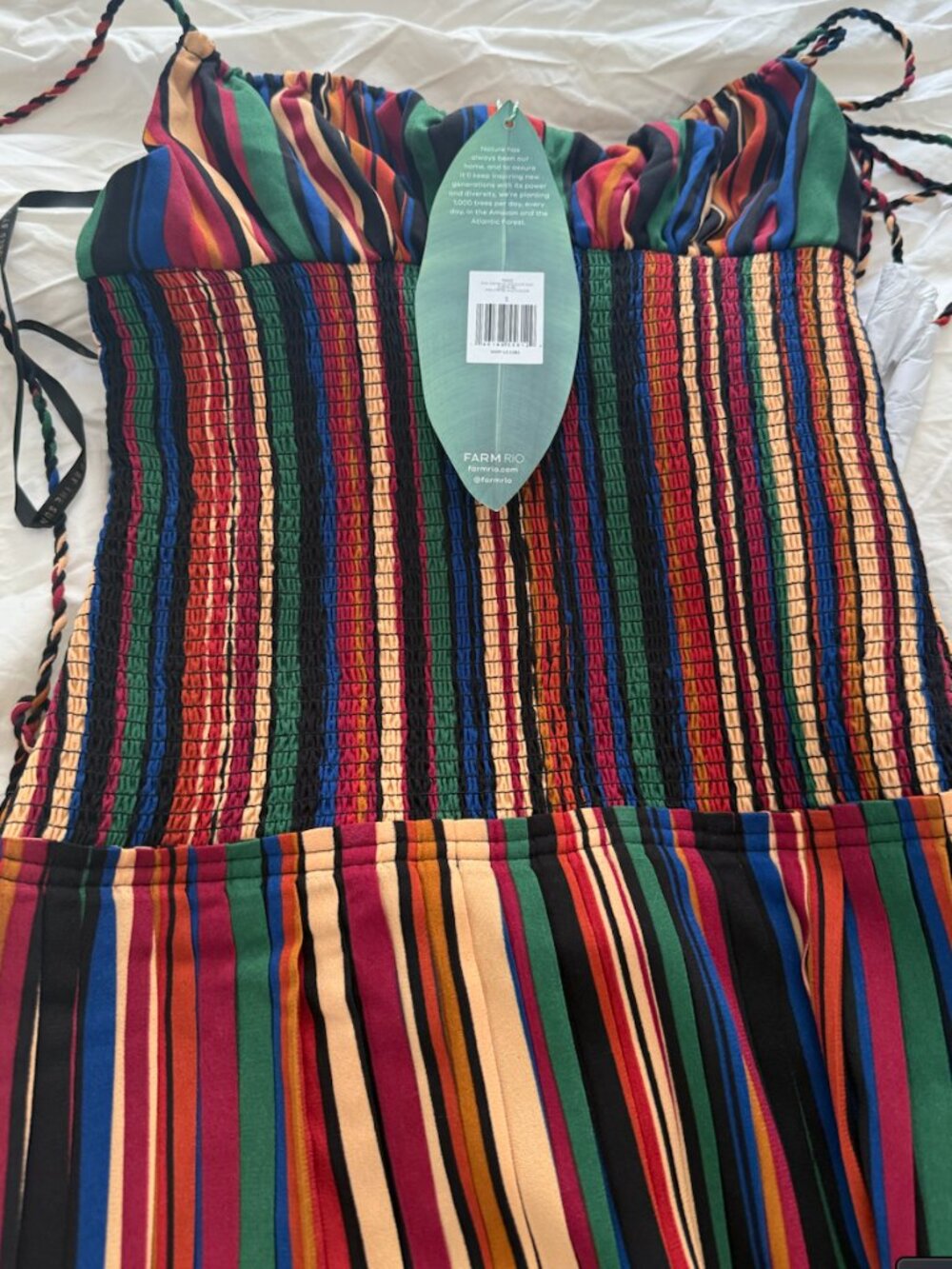 NWT FARM Rio Pipa Stripes Midi Dress